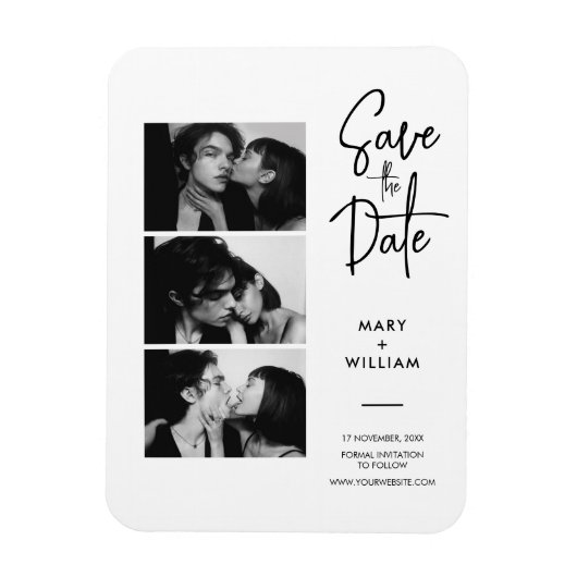 Elegante Moderne Fotocabine Bruiloft Sla de datum  Magneet (Verticaal)