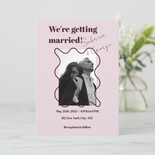 Elegante moderne foto's in één bruiloft kaart (Staand voorkant)