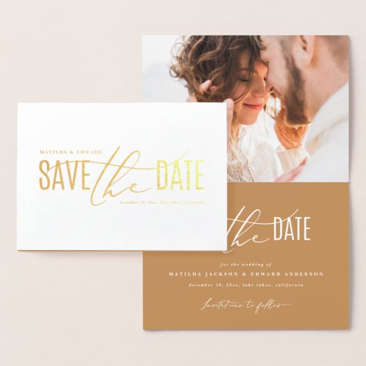 Elegante moderne foto's slaan de datum op folie kaarten (Display)