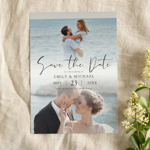 Elegante moderne fototrouwdag save the date