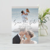 Elegante moderne fototrouwdag save the date (Staand voorkant)