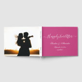 Elegante moderne framboos roze Waterverf bruiloft Gastenboek (Volledig)