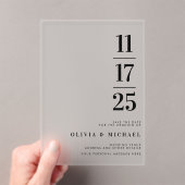 Elegante moderne Frosted Wedding Acryl Uitnodigingen (Insitu (Draagbaar))