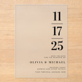 Elegante moderne Frosted Wedding Acryl Uitnodigingen (Voorkant)