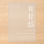 Elegante moderne Frosted Wedding Acryl Uitnodigingen (Voorkant)