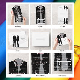 Elegante moderne gay Mannen bruiloft All In One Uitnodiging