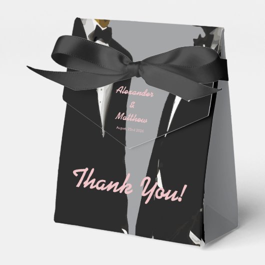 Elegante moderne gay Mannen bruiloft Bedankdoosjes (Voorkant Zijde)