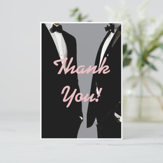 Elegante moderne gay Mannen bruiloft Bedankkaart (Staand voorkant)