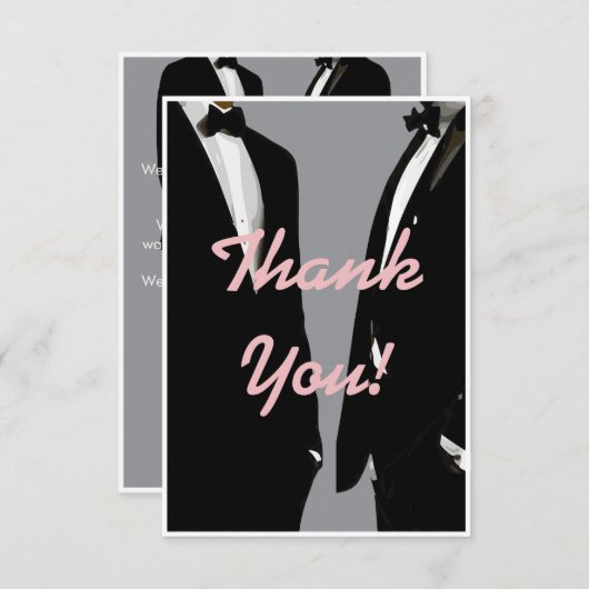 Elegante moderne gay Mannen bruiloft Bedankkaart (Voorkant / Achterkant)