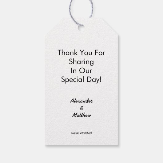 Elegante moderne gay Mannen bruiloft Cadeaulabel (Achterkant)