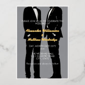 Elegante moderne gay Mannen bruiloft Folie Uitnodiging (Voorkant)