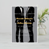 Elegante moderne gay Mannen bruiloft Folie Uitnodiging (Staand Voorkant)