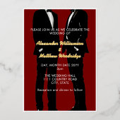 Elegante moderne gay Mannen bruiloft goud Folie Uitnodiging (Voorkant)