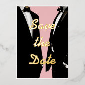 Elegante moderne gay Mannen bruiloft goud Folie Uitnodiging (Voorkant)