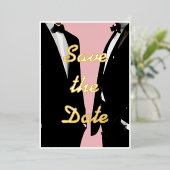 Elegante moderne gay Mannen bruiloft goud Folie Uitnodiging (Staand Voorkant)