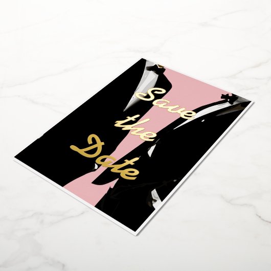 Elegante moderne gay Mannen bruiloft goud Folie Uitnodiging (Gedraaid)