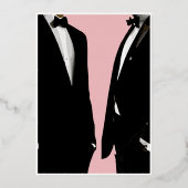 Elegante moderne gay Mannen bruiloft goud Folie Uitnodiging (Achterkant)