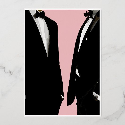 Elegante moderne gay Mannen bruiloft goud Folie Uitnodiging (Achterkant)