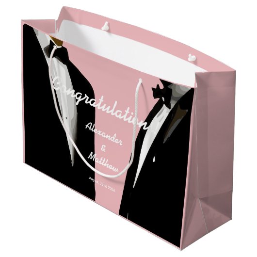 Elegante moderne gay Mannen bruiloft Groot Cadeauzakje (Achterkant Gekanteld)
