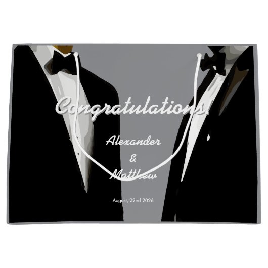 Elegante moderne gay Mannen bruiloft Groot Cadeauzakje (Voorkant)