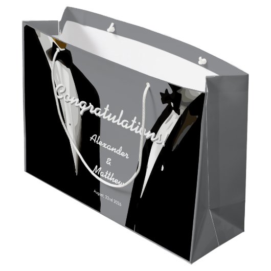 Elegante moderne gay Mannen bruiloft Groot Cadeauzakje (Achterkant Gekanteld)