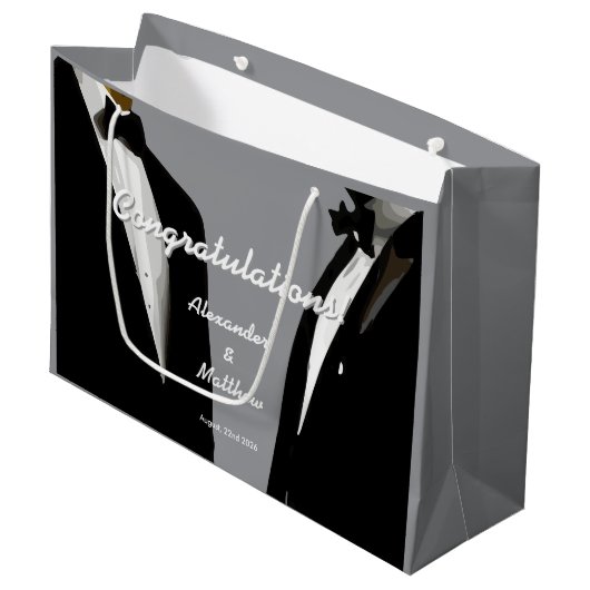 Elegante moderne gay Mannen bruiloft Groot Cadeauzakje (Voorkant Gekanteld)