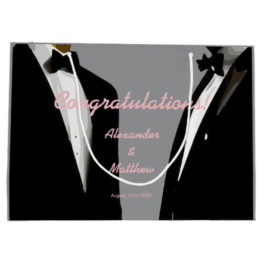 Elegante moderne gay Mannen bruiloft Groot Cadeauzakje (Achterkant)