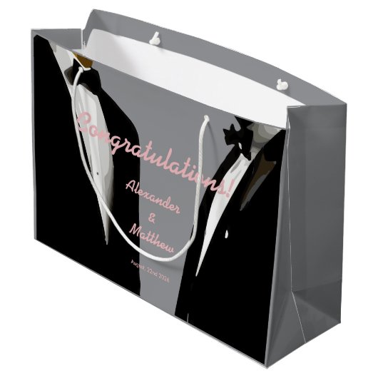 Elegante moderne gay Mannen bruiloft Groot Cadeauzakje (Achterkant Gekanteld)