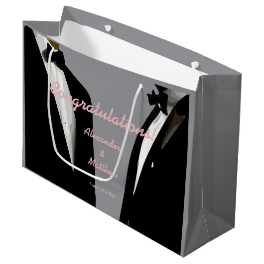 Elegante moderne gay Mannen bruiloft Groot Cadeauzakje (Voorkant Gekanteld)