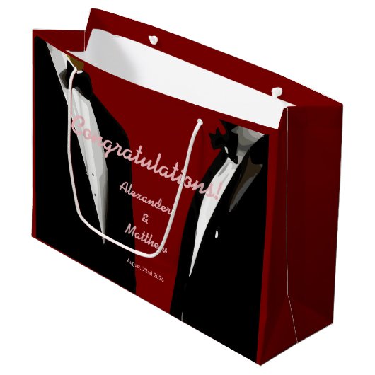Elegante moderne gay Mannen bruiloft Groot Cadeauzakje (Voorkant Gekanteld)