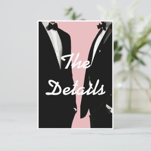 Elegante moderne gay Mannen bruiloft Informatiekaartje (Staand voorkant)