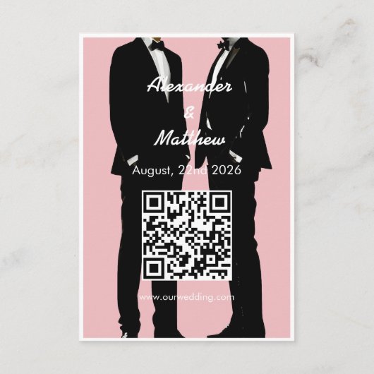 Elegante moderne gay Mannen bruiloft Informatiekaartje (Achterkant)