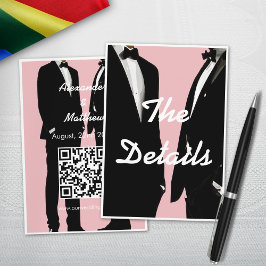 Elegante moderne gay Mannen bruiloft Informatiekaartje