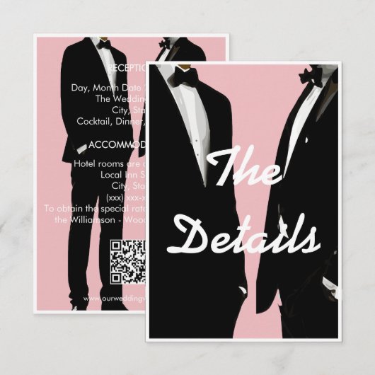 Elegante moderne gay Mannen bruiloft Informatiekaartje (Voorkant / Achterkant)