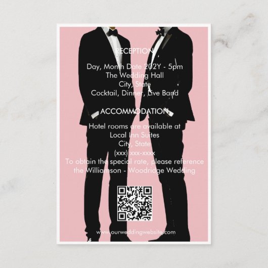 Elegante moderne gay Mannen bruiloft Informatiekaartje (Achterkant)