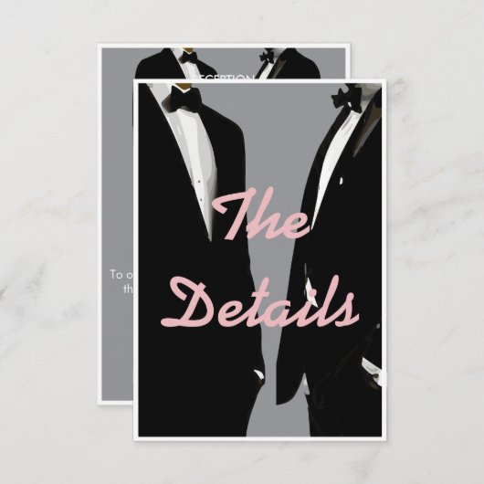 Elegante moderne gay Mannen bruiloft Informatiekaartje (Voorkant / Achterkant)