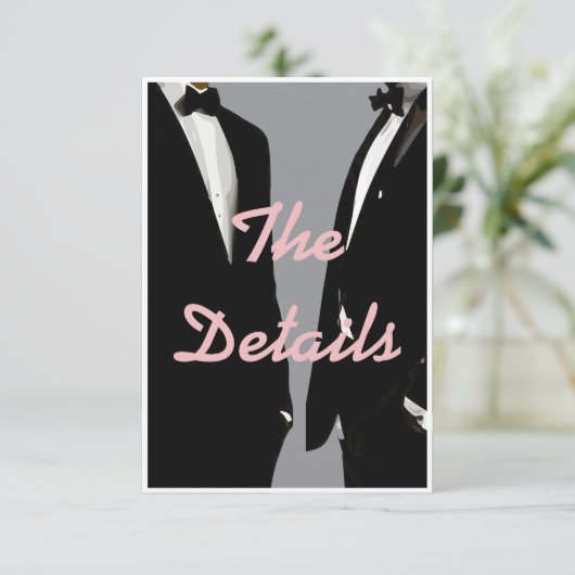 Elegante moderne gay Mannen bruiloft Informatiekaartje (Staand voorkant)