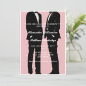 Elegante moderne gay Mannen bruiloft Kaart (Staand voorkant)