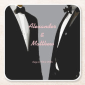 Elegante moderne gay Mannen bruiloft Kartonnen Onderzetters (Voorkant)