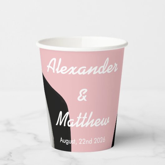 Elegante moderne gay Mannen bruiloft Papieren Bekers (Links)