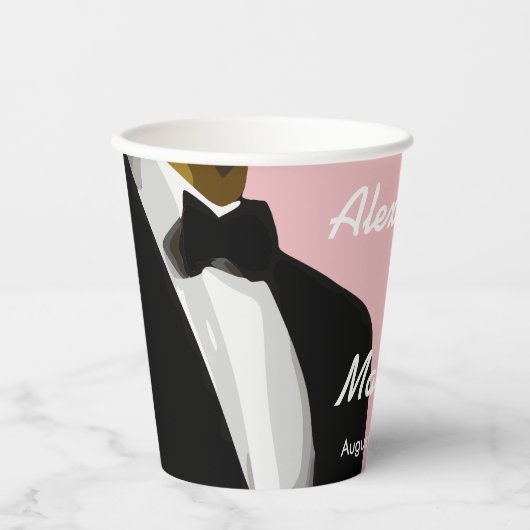 Elegante moderne gay Mannen bruiloft Papieren Bekers (Voorkant)