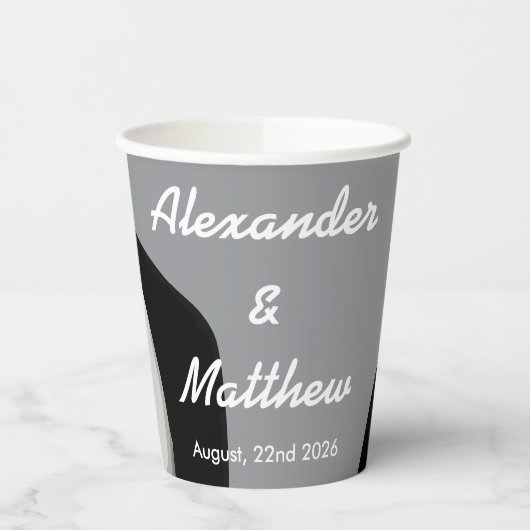 Elegante moderne gay Mannen bruiloft Papieren Bekers (Links)