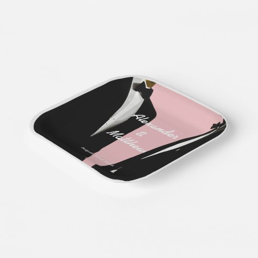 Elegante moderne gay Mannen bruiloft Papieren Bordje (Gebogen)