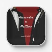 Elegante moderne gay Mannen bruiloft Papieren Bordje (Voorkant)