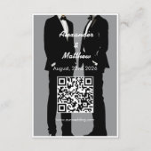 Elegante moderne gay Mannen bruiloft QR-code Informatiekaartje (Achterkant)
