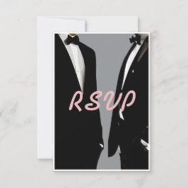 Elegante moderne gay Mannen bruiloft QR-code RSVP Kaartje