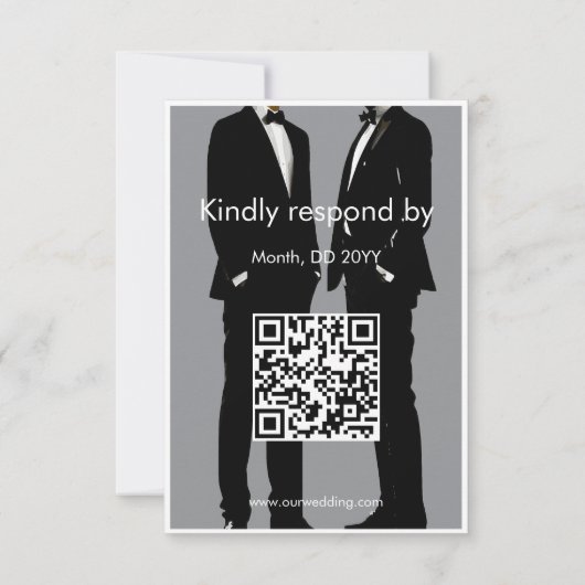 Elegante moderne gay Mannen bruiloft QR-code RSVP Kaartje (Achterkant)