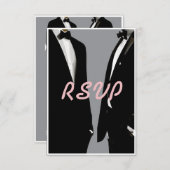 Elegante moderne gay Mannen bruiloft QR-code RSVP Kaartje (Voorkant / Achterkant)