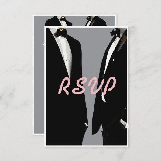 Elegante moderne gay Mannen bruiloft QR-code RSVP Kaartje (Voorkant / Achterkant)