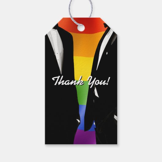Elegante moderne gay Mannen bruiloft regenboog Cadeaulabel (Voorkant)